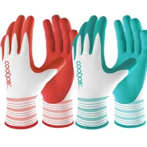 COOLJOB Gardening Gloves for Women 6 Pairs Breathable Rubber Coated Gloves New